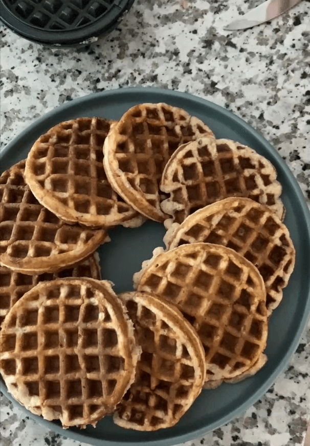 Photo of a plate of gluten free grain free no sugar added waffles