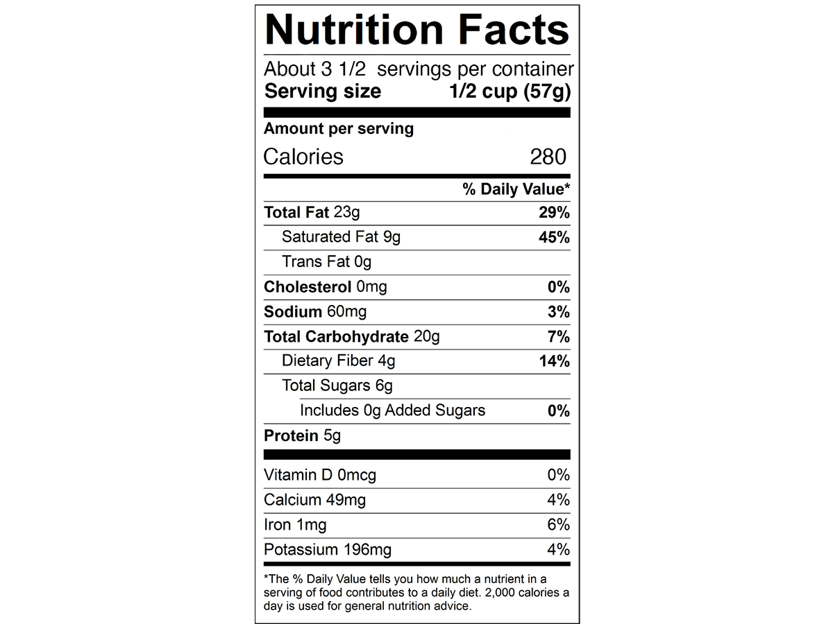 Nutrition facts for Cherry Berry JuNūla Just Nuts Granola
