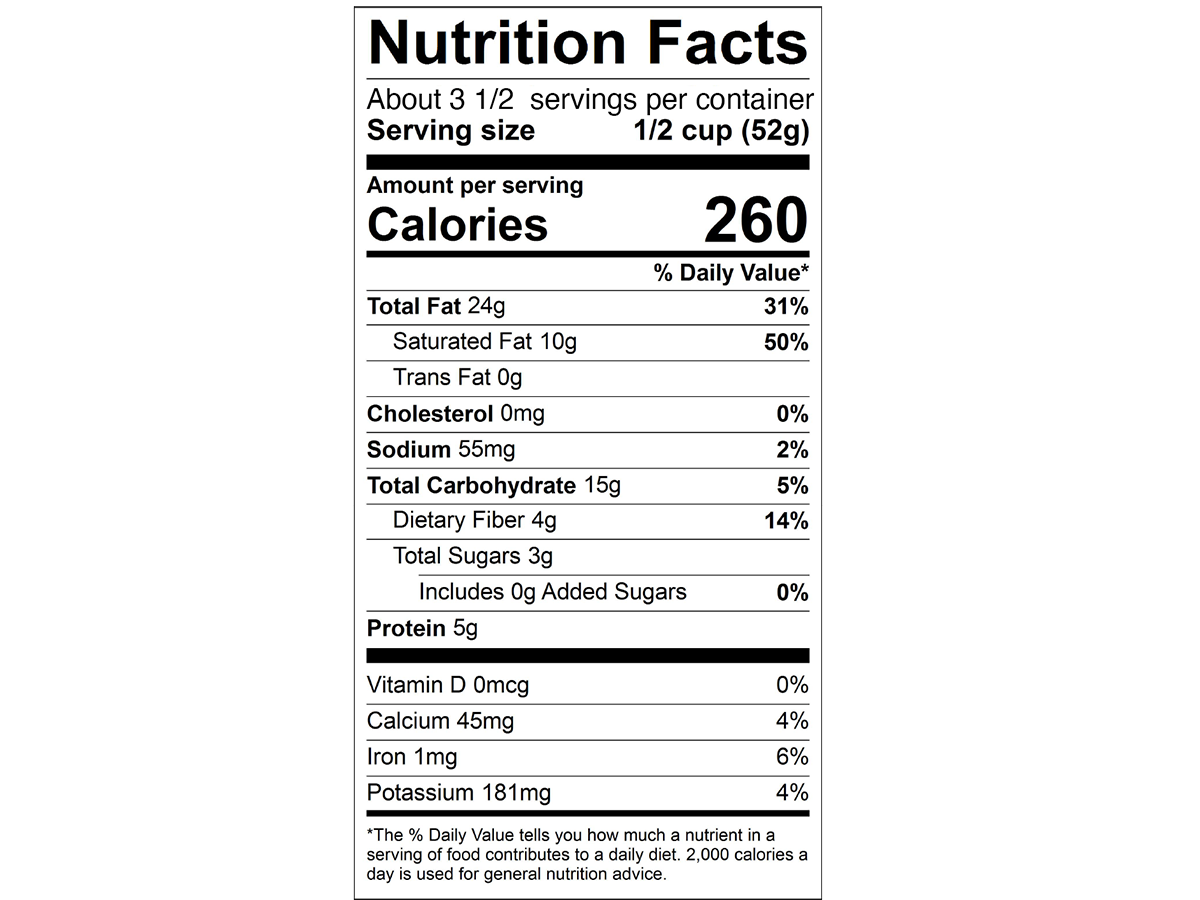 Nutrition Fact sheet for Tropical Sunrise JuNūla Just Nuts Granola